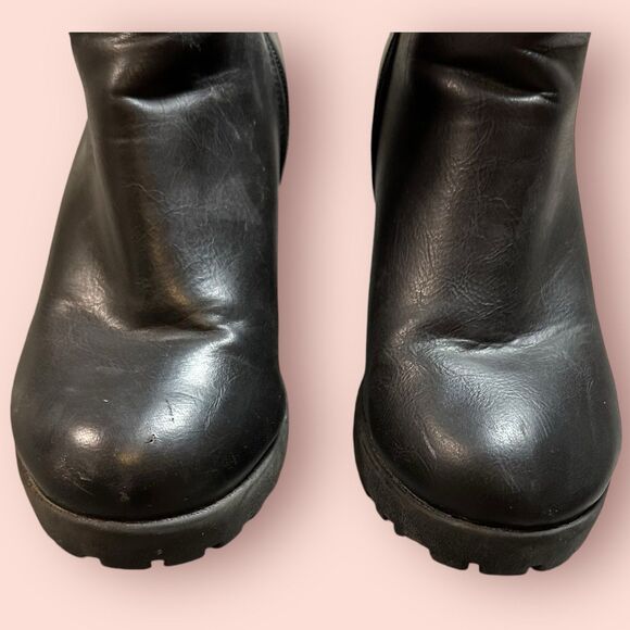 Shi 90s Chunky 3” Heel Side Zip Boots Black Vegan Leather Size 8 - Picture 5 of 8